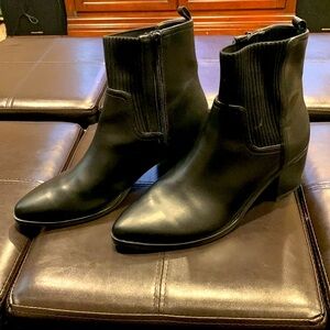 Black ankle booties with 2 inch heel, size 10